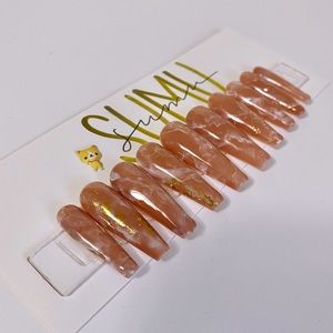 HANDPAINTED ROSE QUARTZ PRESS ON GEL NAILS